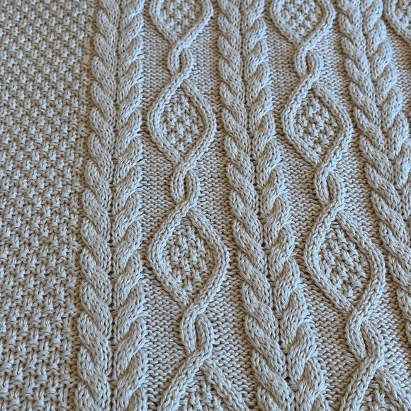 Jeanne Pierre Cotton Cable Sweater Women’s Large  Natural Lightweight Fisherman - Picture 12 of 17